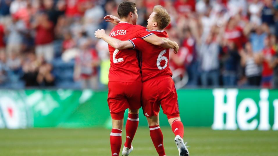 Chicago Fire players celebrate